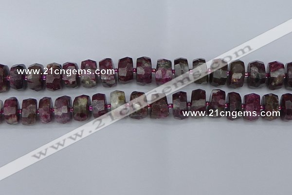 CRB1404 15.5 inches 8*16mm faceted rondelle tourmaline beads