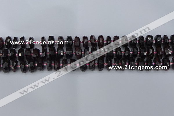 CRB1411 15.5 inches 6*10mm faceted rondelle red garnet beads