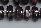 CRB1413 15.5 inches 7*14mm faceted rondelle red garnet beads