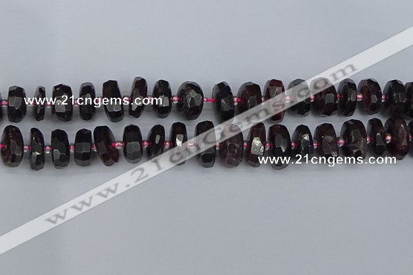 CRB1415 15.5 inches 8*18mm faceted rondelle red garnet beads