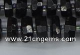 CRB1422 15.5 inches 6*12mm faceted rondelle black tourmaline beads