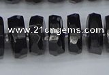 CRB1424 15.5 inches 8*16mm faceted rondelle black tourmaline beads