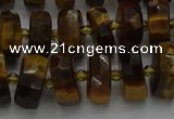 CRB1431 15.5 inches 6*10mm faceted rondelle yellow tiger eye beads