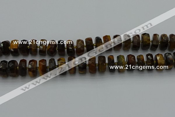 CRB1433 15.5 inches 7*14mm faceted rondelle yellow tiger eye beads