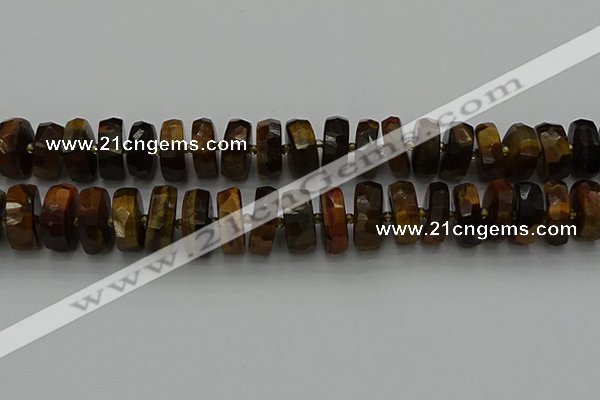 CRB1434 15.5 inches 8*16mm faceted rondelle yellow tiger eye beads