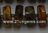 CRB1435 15.5 inches 8*18mm faceted rondelle yellow tiger eye beads