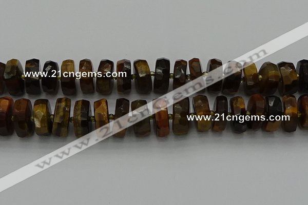 CRB1435 15.5 inches 8*18mm faceted rondelle yellow tiger eye beads