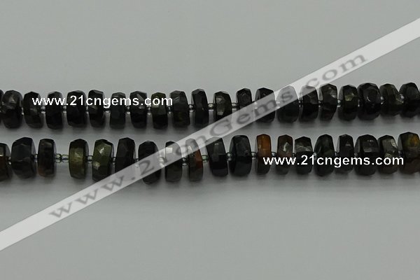 CRB1442 15.5 inches 6*12mm faceted rondelle blue tiger eye beads