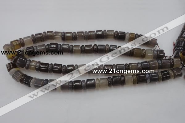 CRB145 15.5 inches 6*12mm & 10*12mm rondelle grey agate beads