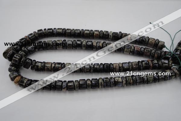 CRB146 15.5 inches 6*12mm & 10*12mm rondelle grey opal gemstone beads