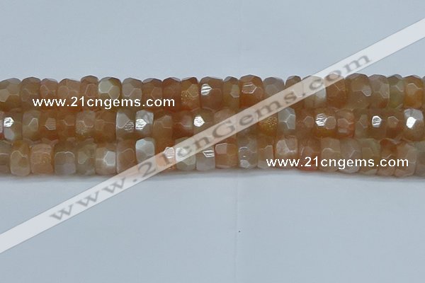 CRB1471 15.5 inches 6*12mm faceted rondelle moonstone beads