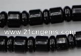 CRB151 15.5 inches 6*12mm & 10*12mm rondelle black agate beads