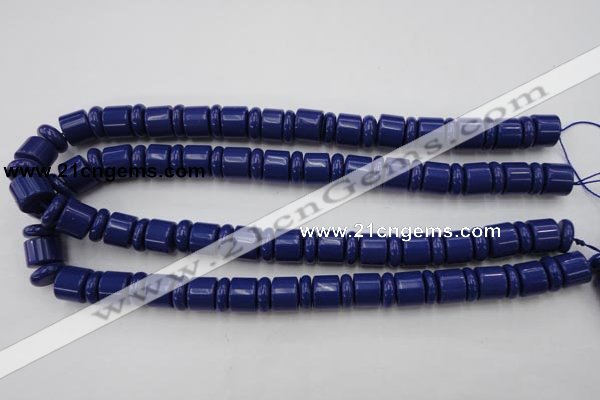 CRB153 15.5 inches 6*12mm & 10*12mm rondelle blue stone beads