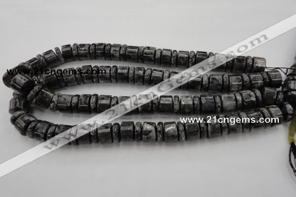 CRB160 15.5 inches 5*14mm & 10*14mm rondelle black labradorite beads