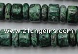 CRB162 15.5 inches 5*14mm & 10*14mm rondelle green picture jasper beads