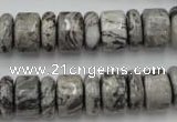 CRB163 15.5 inches 5*14mm & 10*14mm rondelle grey picture jasper beads