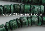 CRB175 15.5 inches 4*12mm – 8*12mm rondelle green picture jasper beads