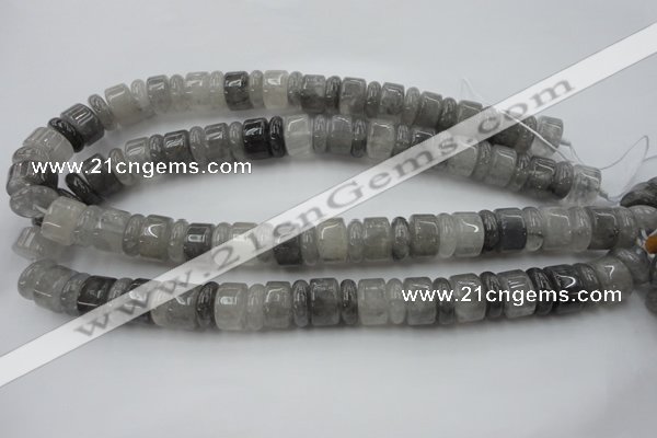 CRB180 15.5 inches 5*14mm – 10*14mm rondelle cloudy quartz beads