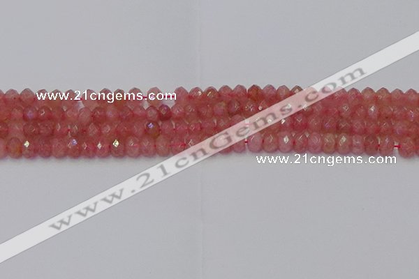 CRB1800 15.5 inches 4*6mm faceted rondelle strawberry quartz beads