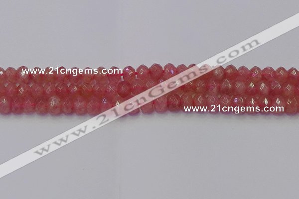 CRB1801 15.5 inches 5*8mm faceted rondelle strawberry quartz beads