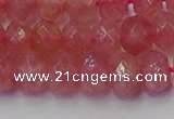 CRB1802 15.5 inches 6*10mm faceted rondelle strawberry quartz beads