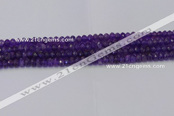 CRB1804 15.5 inches 4*6mm faceted rondelle amethyst beads