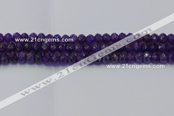 CRB1806 15.5 inches 6*10mm faceted rondelle amethyst beads