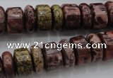 CRB181 15.5 inches 5*14mm – 10*14mm rondelle red artistic jasper beads