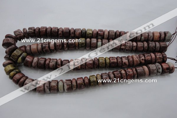 CRB181 15.5 inches 5*14mm – 10*14mm rondelle red artistic jasper beads