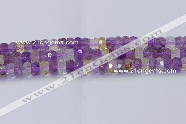 CRB1810 15.5 inches 6*12mm faceted rondelle ametrine beads