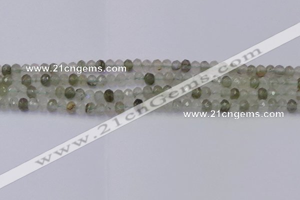 CRB1812 15.5 inches 4*6mm faceted rondelle green rutilated quartz beads