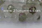 CRB1813 15.5 inches 5*8mm faceted rondelle green rutilated quartz beads