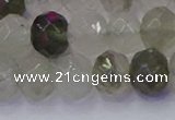 CRB1814 15.5 inches 6*10mm faceted rondelle green rutilated quartz beads