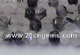 CRB1816 15.5 inches 4*6mm faceted rondelle black rutilated quartz beads