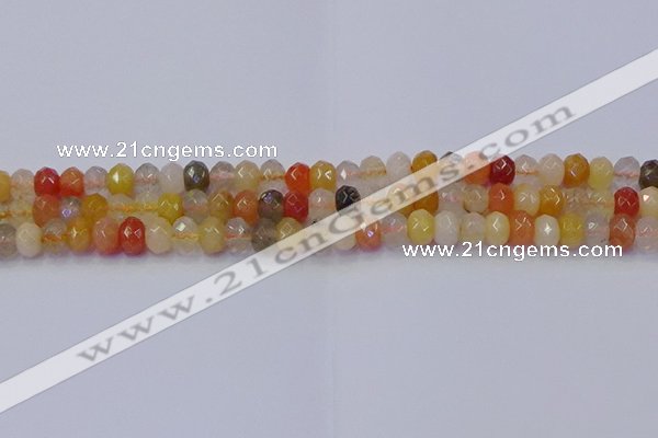 CRB1820 15.5 inches 4*6mm faceted rondelle mixed rutilated quartz beads