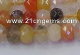 CRB1821 15.5 inches 5*8mm faceted rondelle mixed rutilated quartz beads