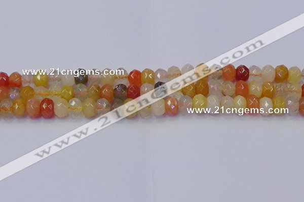 CRB1821 15.5 inches 5*8mm faceted rondelle mixed rutilated quartz beads