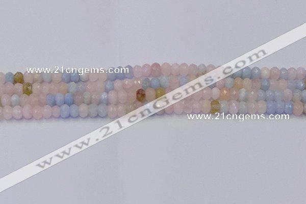 CRB1828 15.5 inches 4*6mm faceted rondelle morganite beads