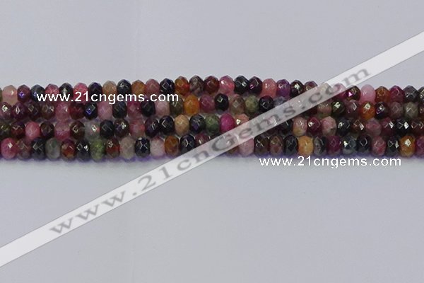 CRB1832 15.5 inches 4*6mm faceted rondelle tourmaline beads