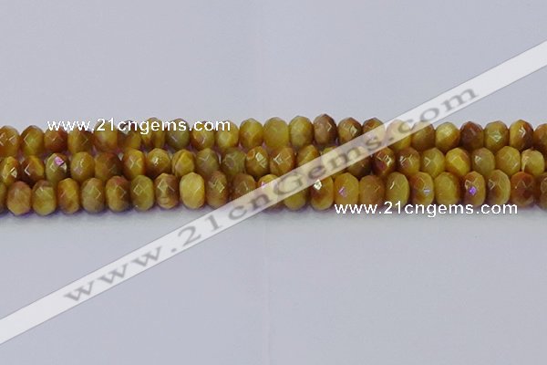 CRB1838 15.5 inches 6*10mm faceted rondelle golden tiger eye beads