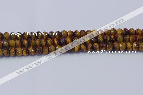 CRB1841 15.5 inches 5*8mm faceted rondelle yellow tiger eye beads