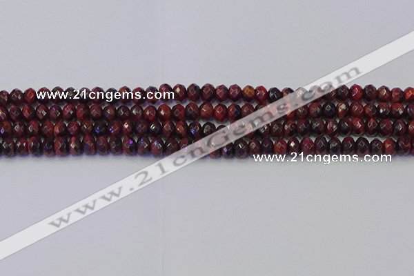 CRB1844 15.5 inches 4*6mm faceted rondelle red tiger eye beads