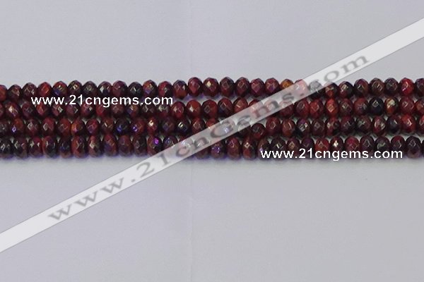 CRB1845 15.5 inches 5*8mm faceted rondelle red tiger eye beads