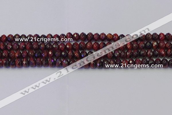 CRB1846 15.5 inches 6*10mm faceted rondelle red tiger eye beads