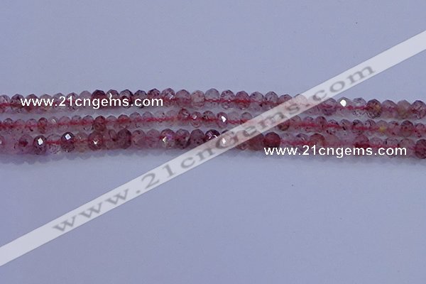 CRB1864 15.5 inches 2.5*4mm faceted rondelle strawberry quartz beads