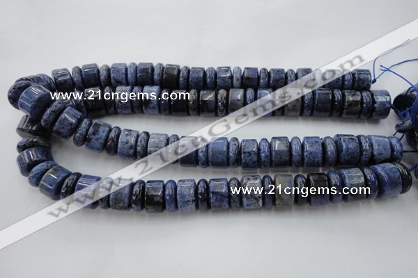 CRB187 15.5 inches 6*16mm – 10*16mm rondelle blue dumortierite beads