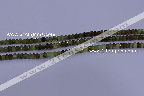 CRB1919 15.5 inches 2.5*4mm faceted rondelle green garnet beads