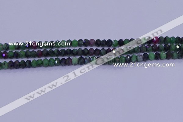 CRB1925 15.5 inches 2.5*4mm faceted rondelle ruby zoisite beads