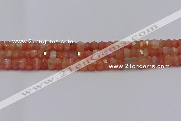 CRB1930 15.5 inches 4*6mm faceted rondelle sunstone beads
