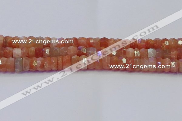 CRB1933 15.5 inches 6*12mm faceted rondelle sunstone beads